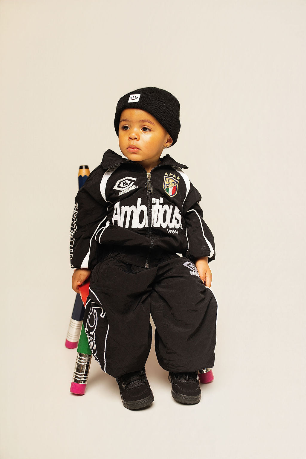 Black Kids Windbreaker Set