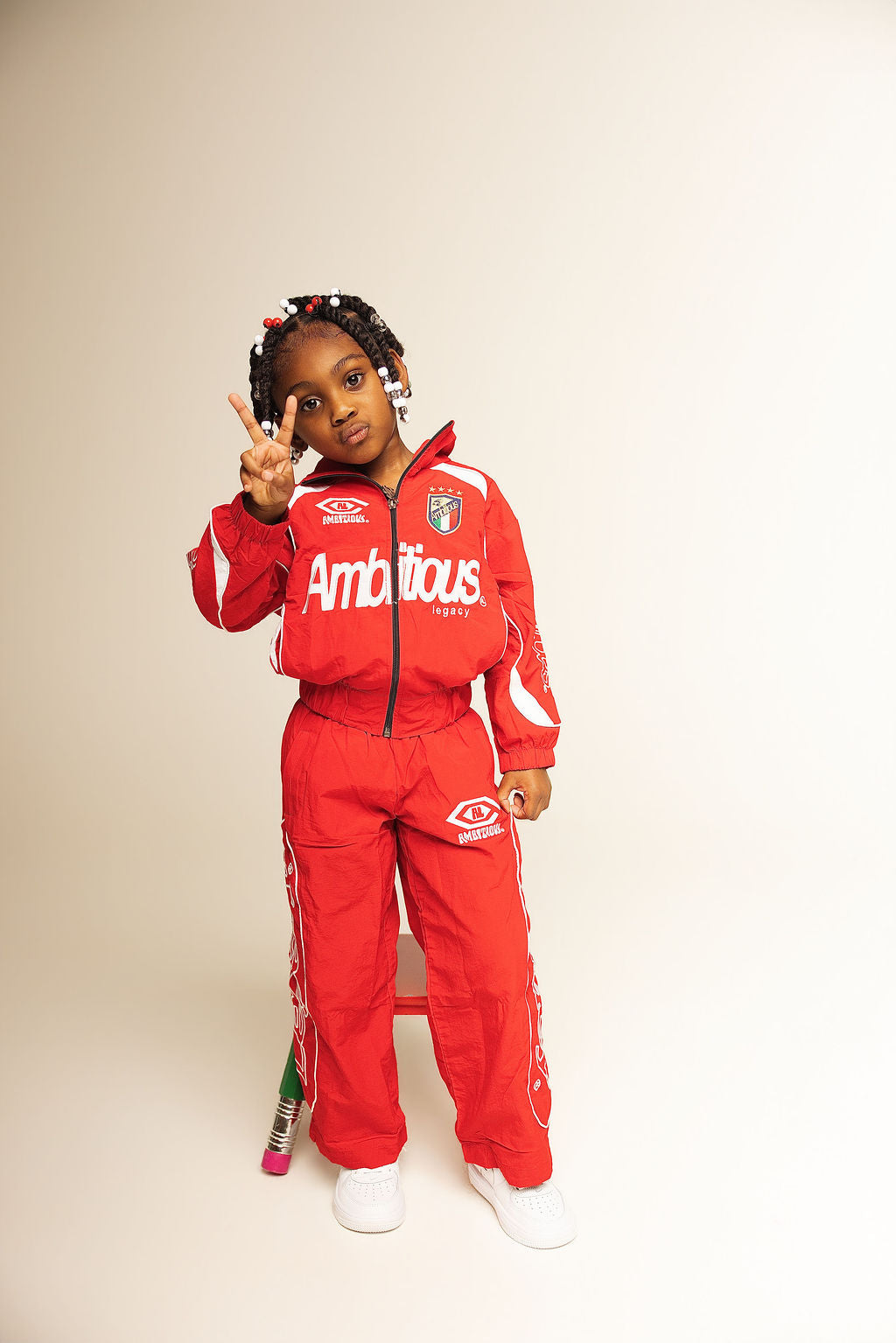 Red Kids Windbreaker Set