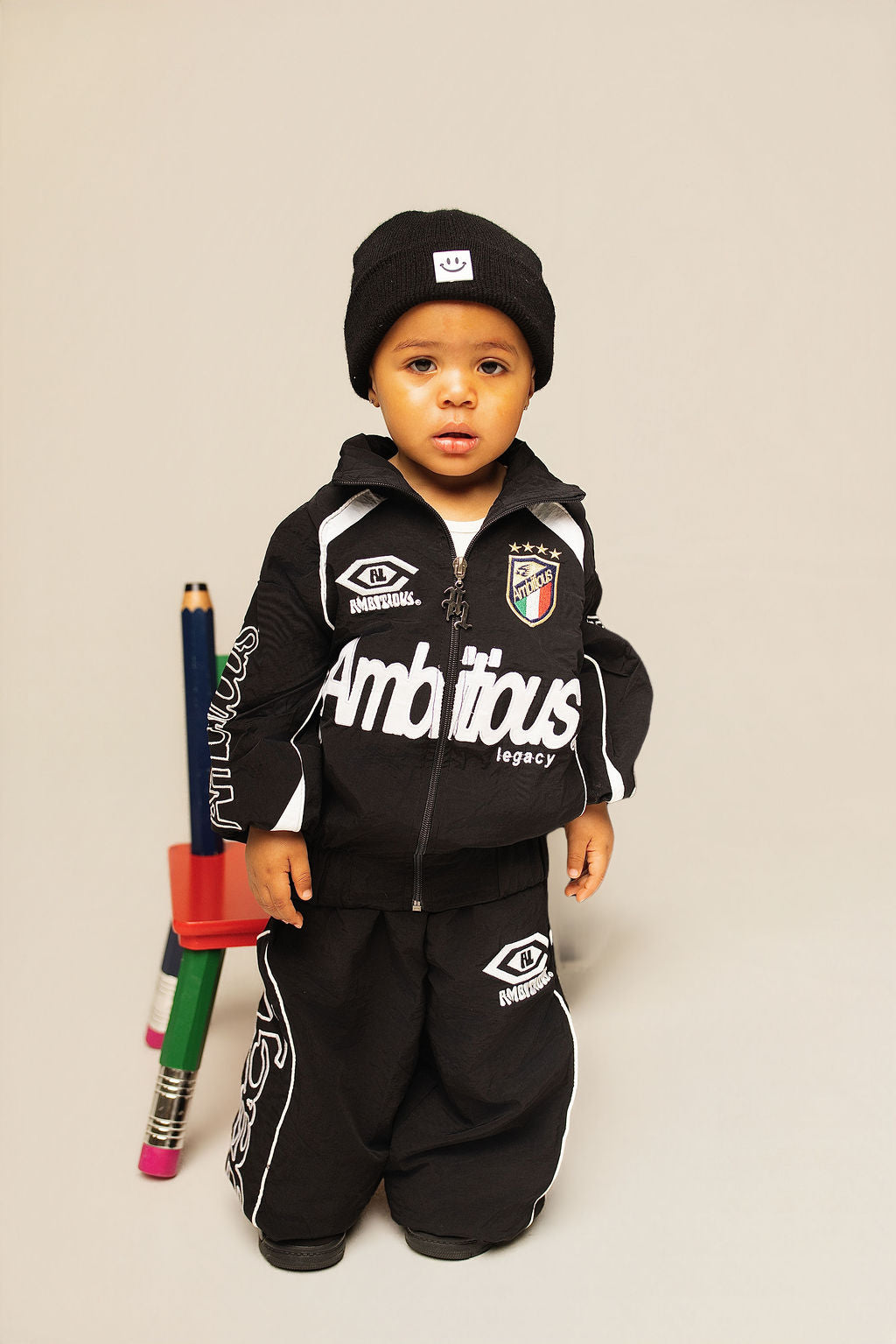 Black Kids Windbreaker Set