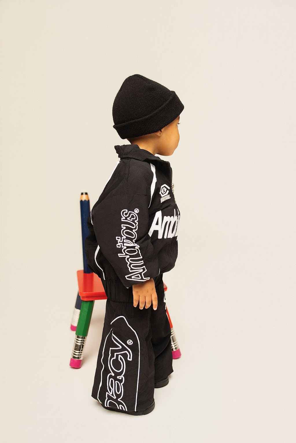 Black Kids Windbreaker Set